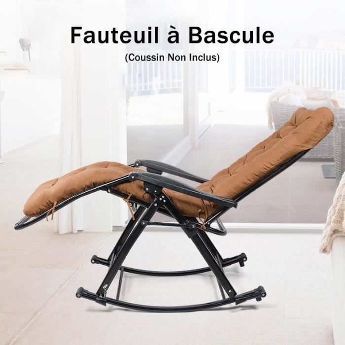 Chaise Longue à Bascule Pliable Jardin - Rotin PE - Porte Jusqu'à 150kg - Avec Repose-pieds