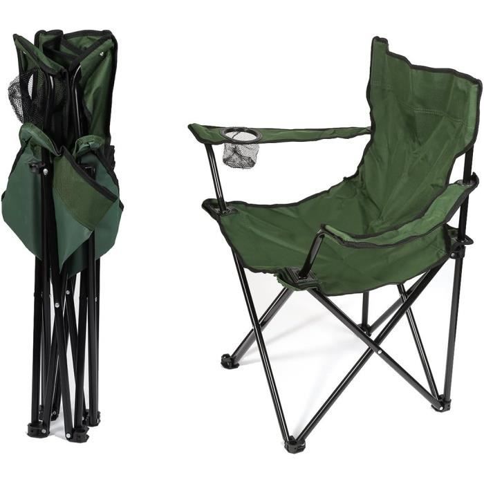 Fauteuil Camping Enfant Pliable Taupe - Chaise Légère Avec Porte-Gobelet Et Sac De Transport