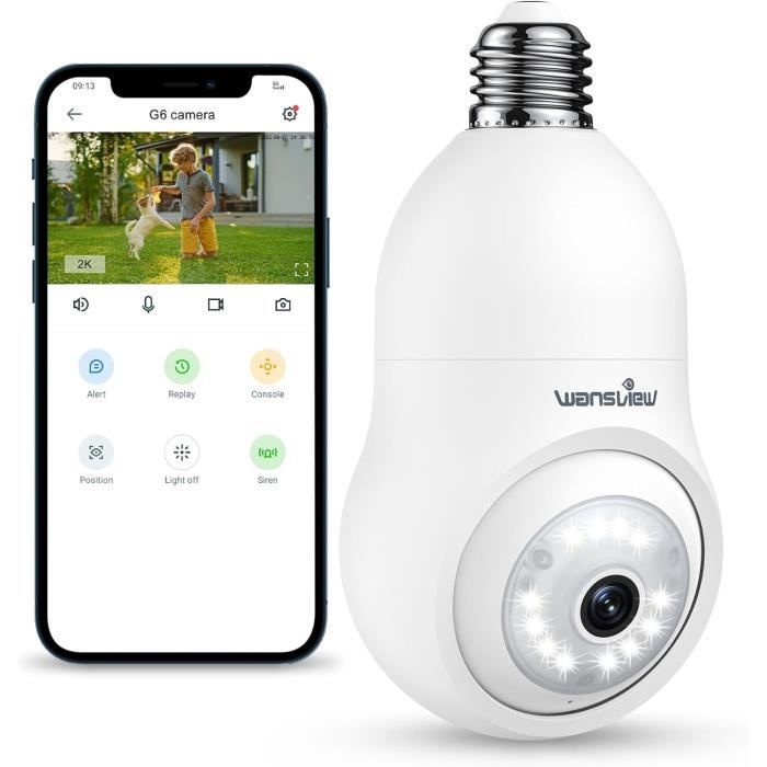 Wansview Caméra Surveillance WiFi 2K Intérieure Q5 Blanche - Audio Bidirectionnel, PTZ, Vision Nocturne