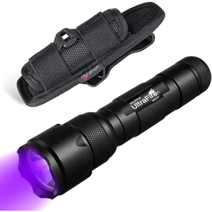 lampe de poche uv puissante 395-405nm zoomable lumière noire avec étui de lampe de poche, détecteur ultra violet à mise au po[a2318]