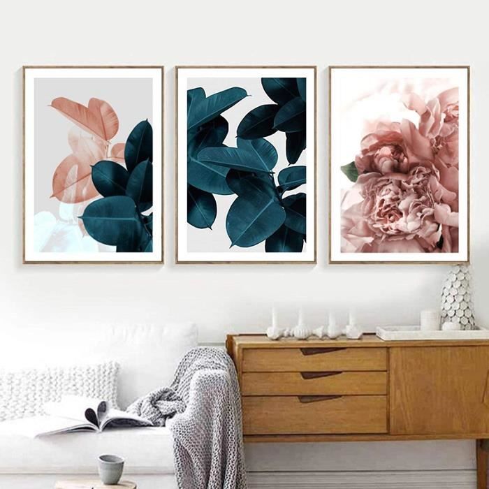 ABCWARRT Affiches Peintures Fleurs Pivoine Rose - Décoration Murale Nordique Sur Toile, 30x40cm Sans Cadre