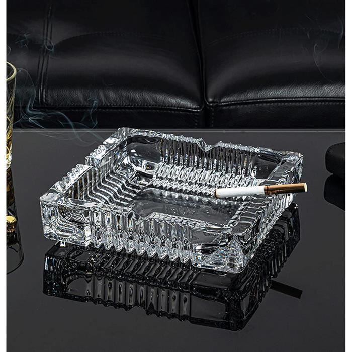 Cendrier En Verre Octogonal RAW – Fond Doux – 4 Encoches – Idéal Bureau, Terrasse, Cadeau – Boîte Cadeau Incluse