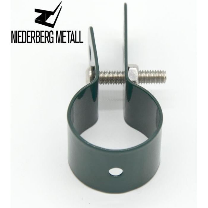 Collier de serrage Ø34mm Serre-joint en métal pour poteau de clôture rond Serre-joint avec vis Accessoires clôture grillagée Vert