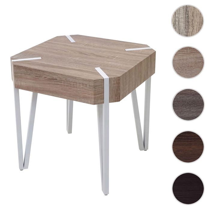 Table basse de salon Kos T574 MVG 52x50x50cm ~ chêne pieds métalliques clairs Table basse de salon Kos T574 MVG 52x50x50cm ~ chêne pieds métalliques clairs