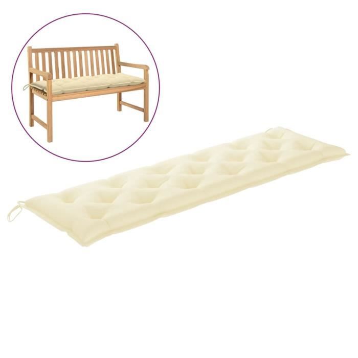 93250|®UNIQUE| Décorations Maison & jardin - JOLI Coussin de banc de jardin Blanc crème 180x50x7 cm Tissu NEU180 x 50 x 7 cm