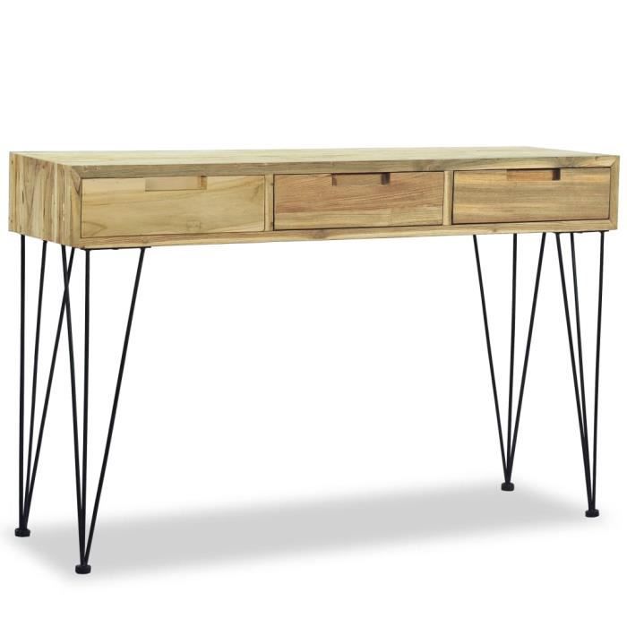 Table Console Bureau Petit Bureau Table D Entree Table D Appoint Industriel 120 X 35 X 76 Cm Teck Massif Achat Vente Table Basse Table Console Bureau Petit Cdiscount