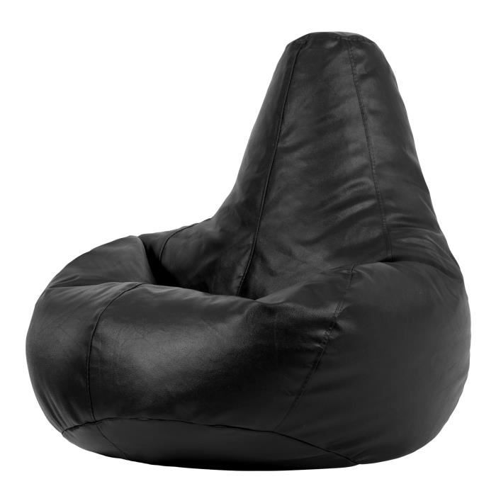 pouf fauteuil en similicuir - veeva - noir - pour adultes - design contemporain - 1 place