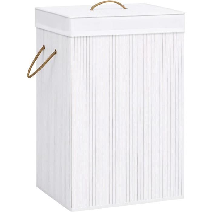 Panier à Linge En Bambou Avec Sac Amovible - Grand Panier Rangement Buanderie Élégant Et Pratique