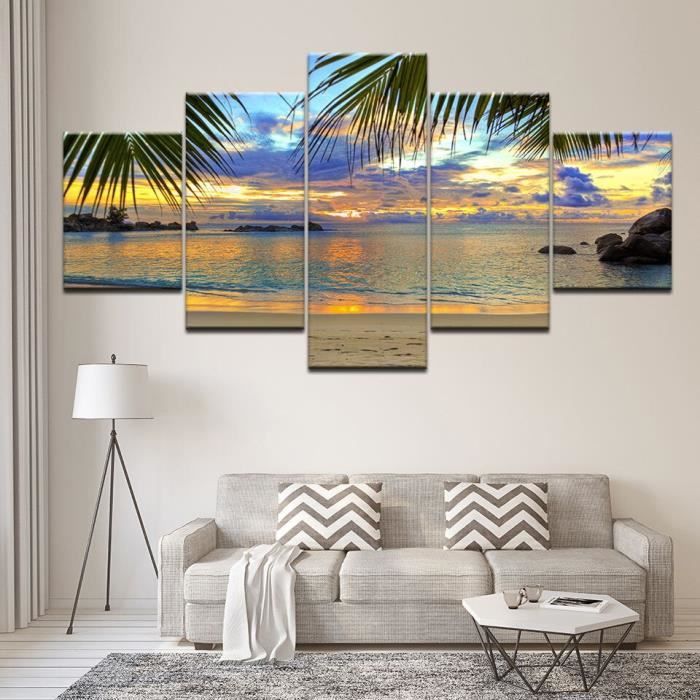 LB13610 Modulaire photos toile affiche 5 Set peinture aquarelle bord de mer  arbre paysage décor maison imprime mur Art couloir vente - Achat / Vente  tableau - toile - Cdiscount