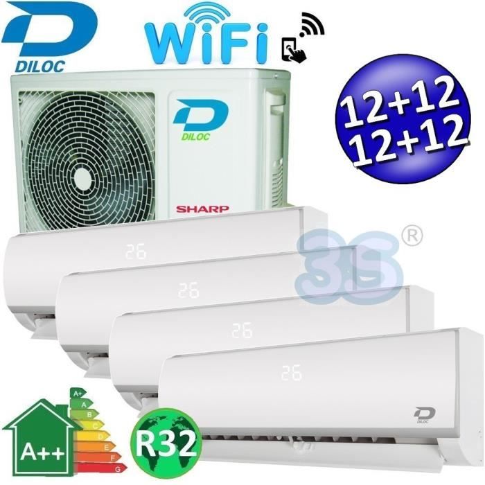 Climatiseur Inverter Quadri Split Frozen R32 12000 12000 12000 12000 Btu Diloc Classe A A Fonction Smart Wifi Achat Vente Climatiseur Fixe Climatiseur Inverter Quadri Sp Cdiscount