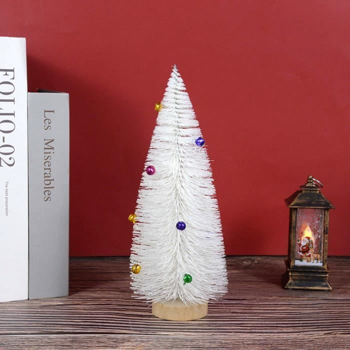 B02 - Mini sapin de noël blanc avec cloches, en soie de Sisal, cèdre, décoration de maison