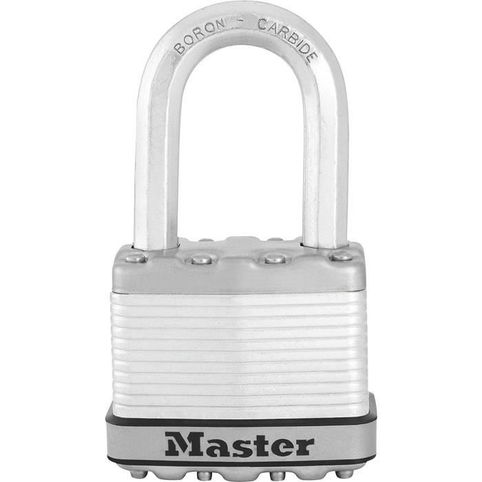 Master Lock M5EURDLJ Cadenas Haute Sécurité avec Protection Extérieure/Anse Longue/Serrure à Clé/Largeur Corps 50 mm/Idéal pour Sécuriser Cave 