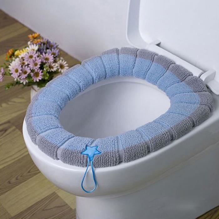 Abattant Wc Hiver plus chaud siege de toilette couverture tapis salle de bain coussin de toilette avec Type blue with handle Cdiscount Bricolage