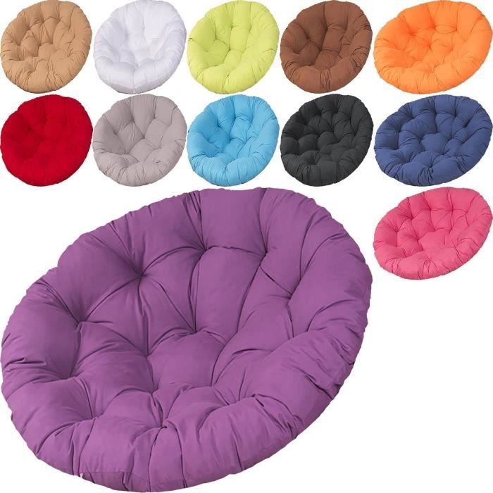 Coussin Papasan Imperméable Rond 160×160 Cm – Coussin Fauteuil Rotin Jardin Extérieur – Confort XXL Beige (#6)