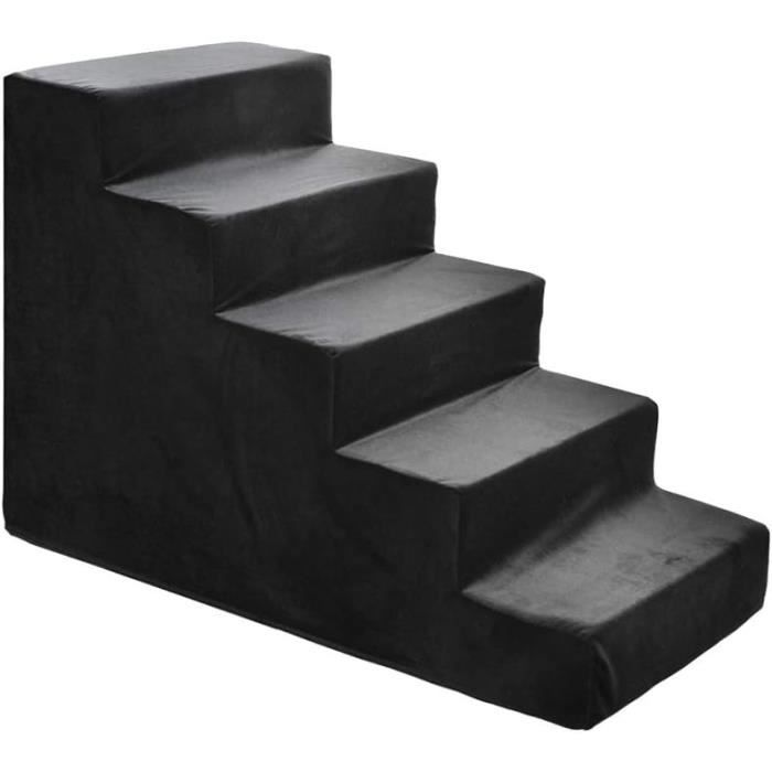 Comparer les prix de Escaliers pour chien, escaliers pour chat, escaliers pour animaux, L 75 x 40 x 50 cm, noir, imitation daim