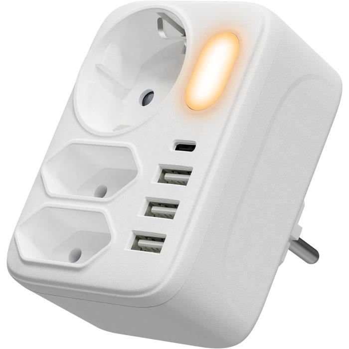 Lot De 2 Adaptateurs Multiprises Triple Avec Interrupteur, Italiane 10