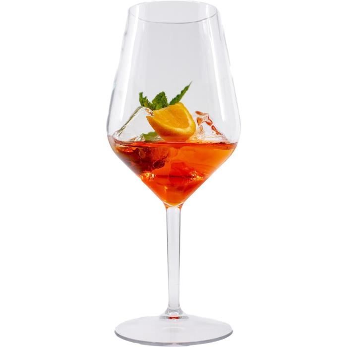 Verres Incassables En Polycarbonate - 400 Ml - Pour Vin, Gin, Spritzer - Design à Pied - Passe Lave-vaisselle