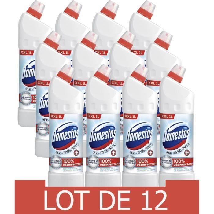 domestos gel nettoyant wc javel 100 desinfectant brillance et blancheur 12x 1 l cdiscount au quotidien