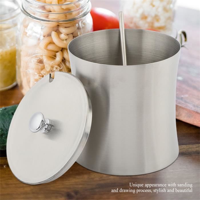 Sucrier En Acier Inoxydable 304 Avec Couvercle Et Cuillère - 500 Ml, Pot à Épices Pour Cuisine, Design Pratique
