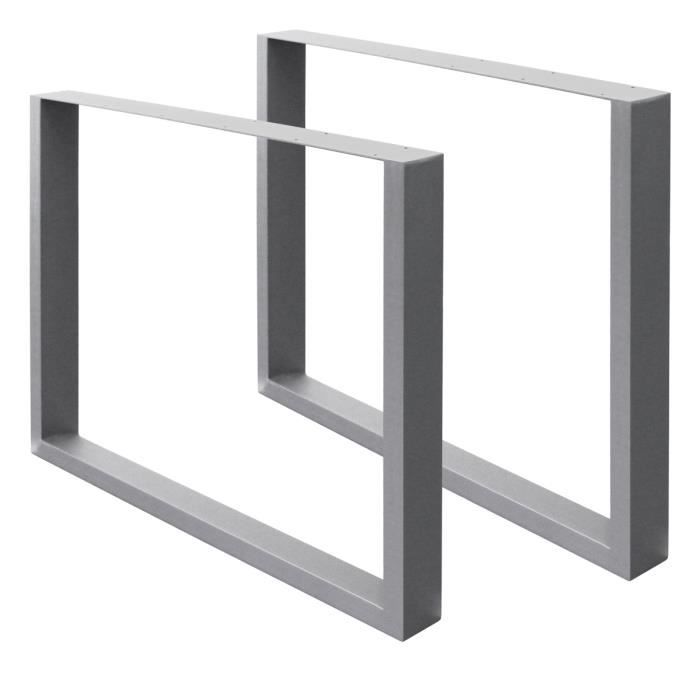 ecd germany set 2 pieds de table - 80 x 72 cm - rectangulaire - gris - en acier revêtu de poudre - pied de meuble banc