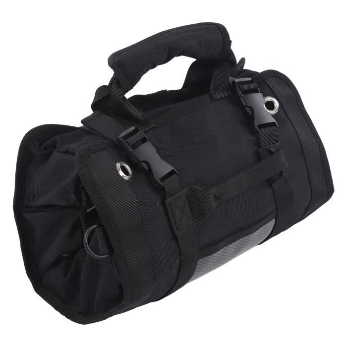 JNNJ Pochette Enroulable Oxford Pour Outils Voiture – Sac à Outils Portable Kaki Robuste, Poches Zippées & Multifonction