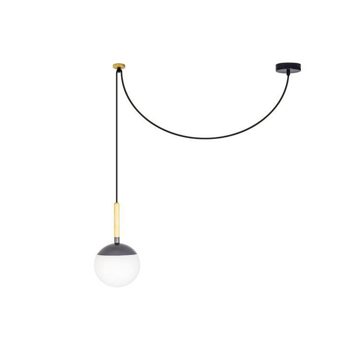 Mine Suspension Deportee Metal Bois Verre Anthracite O18 5cm