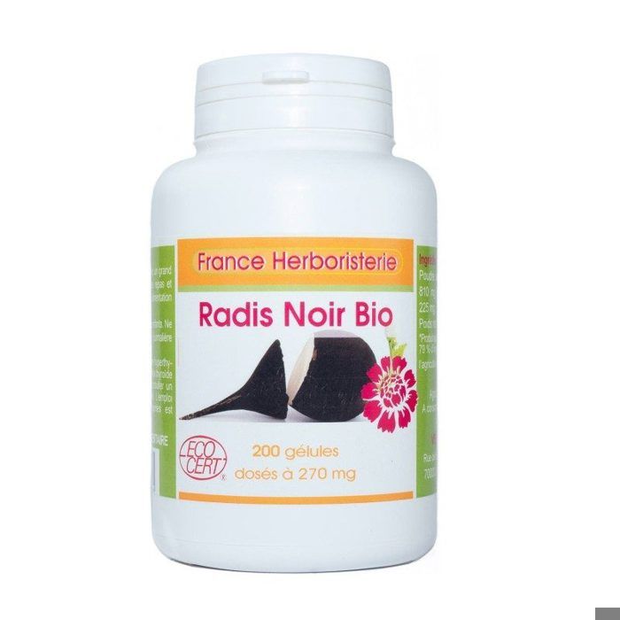 Gélules De Radis Noir Bio - 200 Gélules Dosées à 270 Mg De Poudre Pure - France Herboristerie