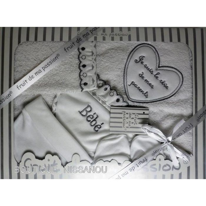 Coffret naissance cape sortie de bain serviette bebe Idée cadeau Nissanou