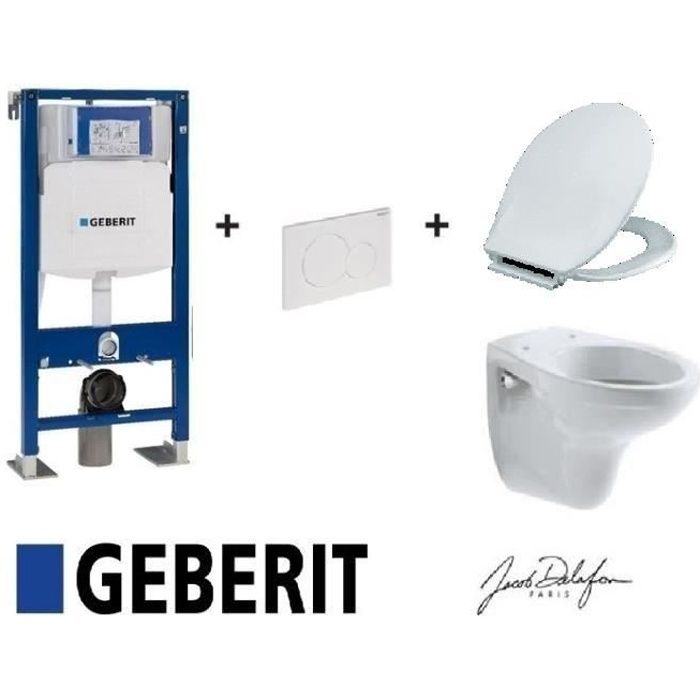 Pack Complet Wc Suspendu Bati Geberit Pro Up100 Plaque Delta
