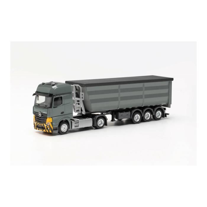 Miniatures montees Mercedes Actros Camion Benne Gris Jaune 1 87 Herpa Cdiscount Jeux Jouets