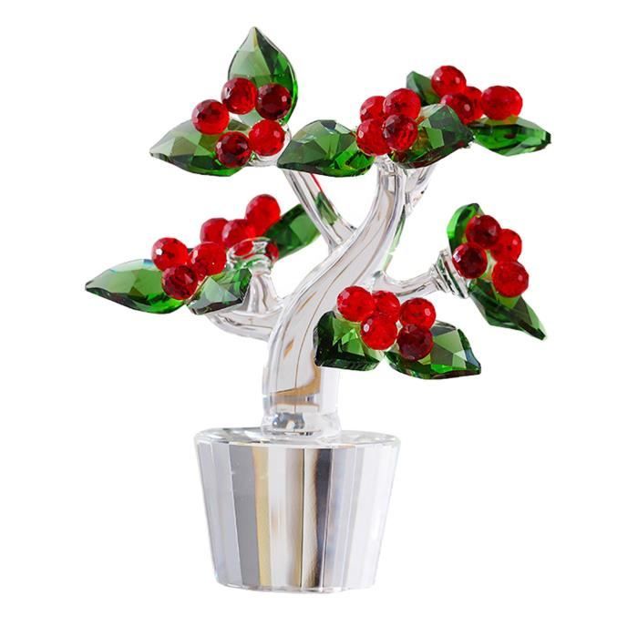 Figurine Ornement Cerise En Cristal – Presse-Papiers Décoratif – Cadeau Anniversaire, Noël, Mariage, Pâques