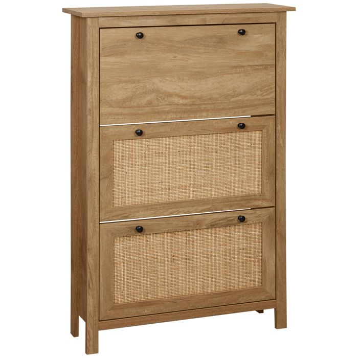 HOMCOM - Meuble à chaussures - Panneaux de particules - 80x23.5x121.5cm - Bois naturel