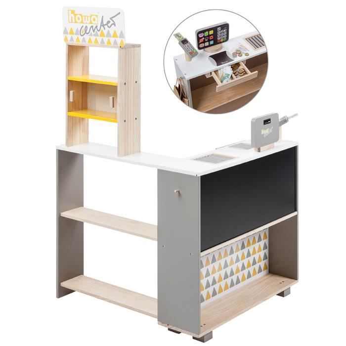 Kit Caisse Enregistreuse En Bois Pour Enfants – Jeu D’imitation épicerie, 30x19.5x25 Cm