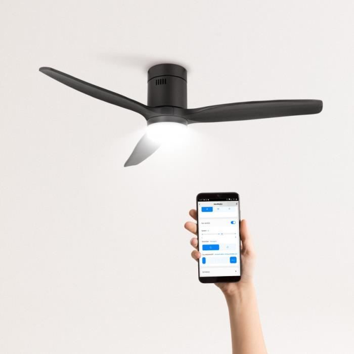 Ventilateur de plafond - Create - Avec lumière - Silencieux - Ø132 cm - Noir - Create