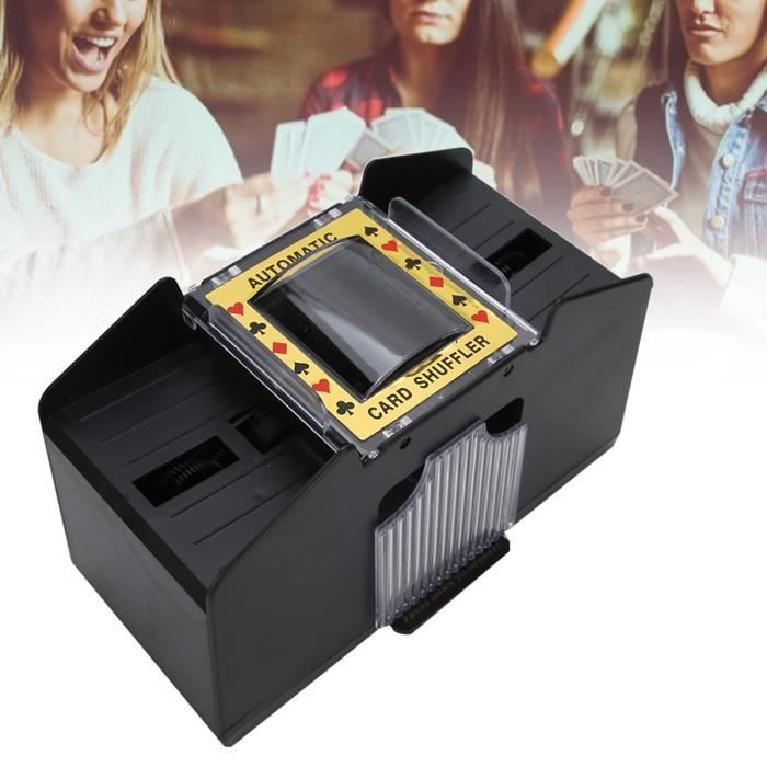 Jabroyee – Mélangeur De Cartes Automatique à Bouton-Poussoir – Pour Poker, Rami, Casino – 2 Jeux De Cartes – Piles AA