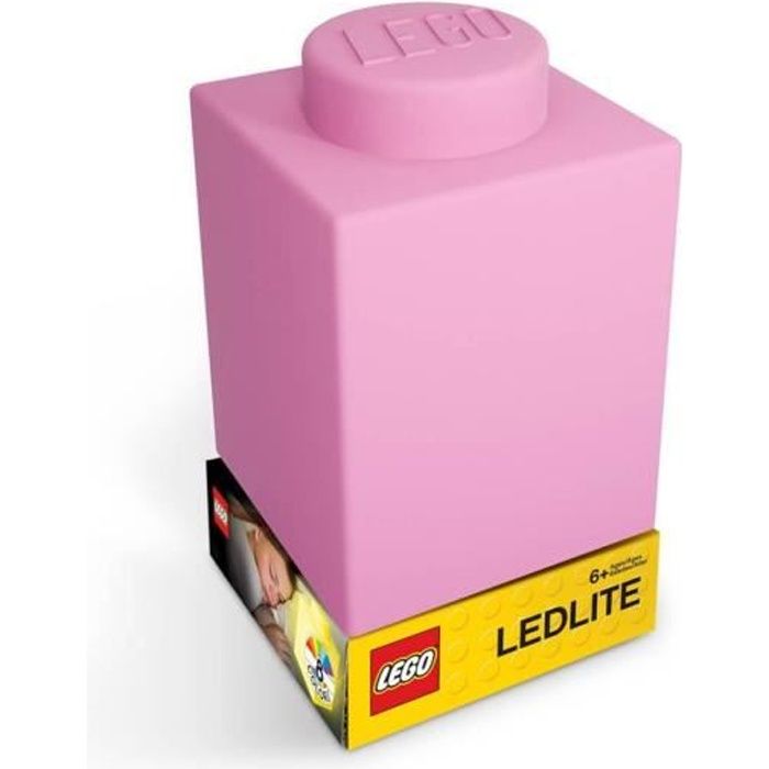 Veilleuse enfant - LEGO - Block rose - Silicone doux - 8 couleurs - Sans BPA ni PVC