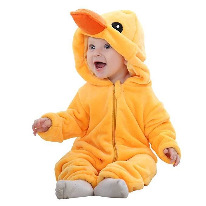 Bebe Grenouilleres Pyjama Ensemble 0 30 Mois Enfant Barboteuse Canards Deguisement Cosplay Pyjama Flanelle Manteau Chaud Jaune Cdiscount Pret A Porter