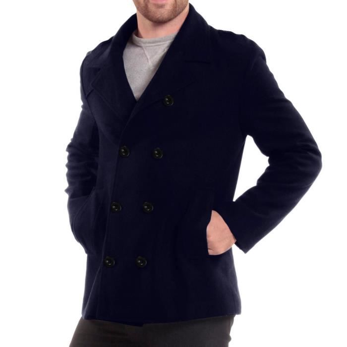 Nouveau élégant homme hiver chaud pardessus laine manteau Trench Coat Outwear Long Veste 