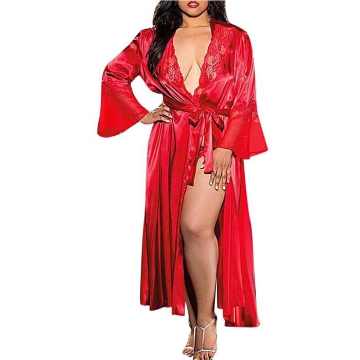 Femmes Sexy Longue Kimono En Soie Robe De Chambre Babydoll