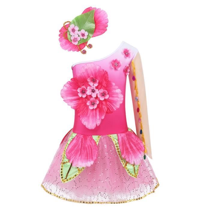 Enfant Fille Tutu Robe Danse 3d Fleur Robe De Soiree Manches Longues Une Epaule Robe De Princesse Anniversaire Couvre Chef 2 10 Ans Prix Pas Cher Cdiscount