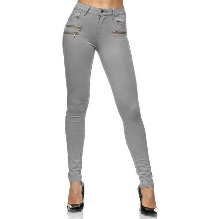 Pantalon slim femme gris clearance