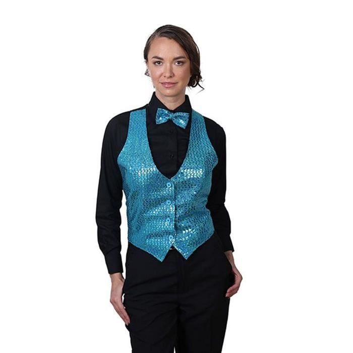 Débardeur Paillettes Femme – Col V, Sans Manches – Pour Soirée, Fête, événement – Polyester élasthanne