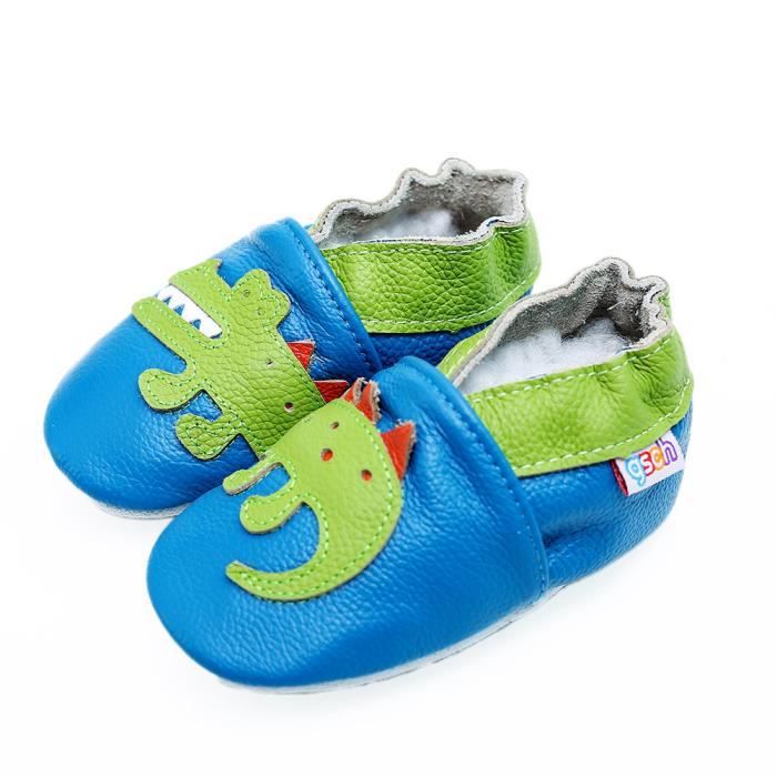 Doux Chaussons Pantoufle Babouche Bebe En Cuir Souple Ete Respirant Pour Garcon Fille Semelles Antiderapantes Pour Enfant Bebe 0 6 Bleu6 Cdiscount Chaussures