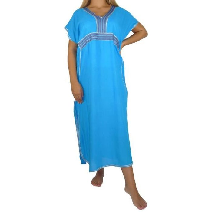 Caftan Tunique Robe marocaine oriental Femme Loose Manches longues Bleu Cdiscount Boutique Erotique