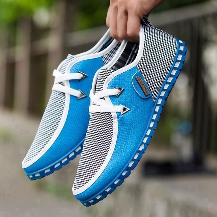 Mocassins Homme Bleu Casual Chaussure en Cuir Synthetique Respirant Bleu Cdiscount Chaussures