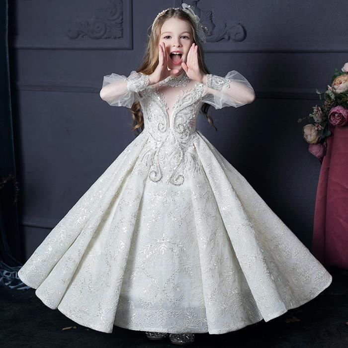 Robe de mari e pour enfants fille robe de princesse manches