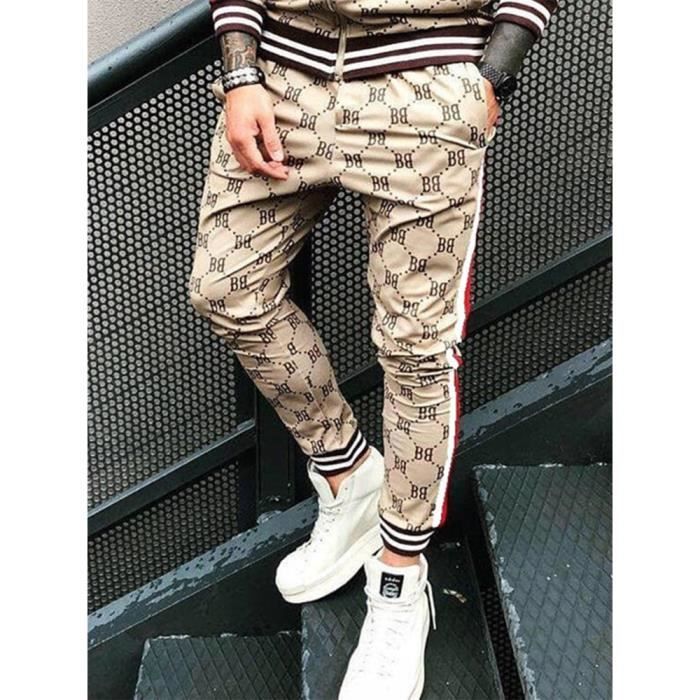 Pantalon De Jogging Homme Décontracté - Coupe Slim Taille Élastique - Imprimé Lettre Mode Casual Sport