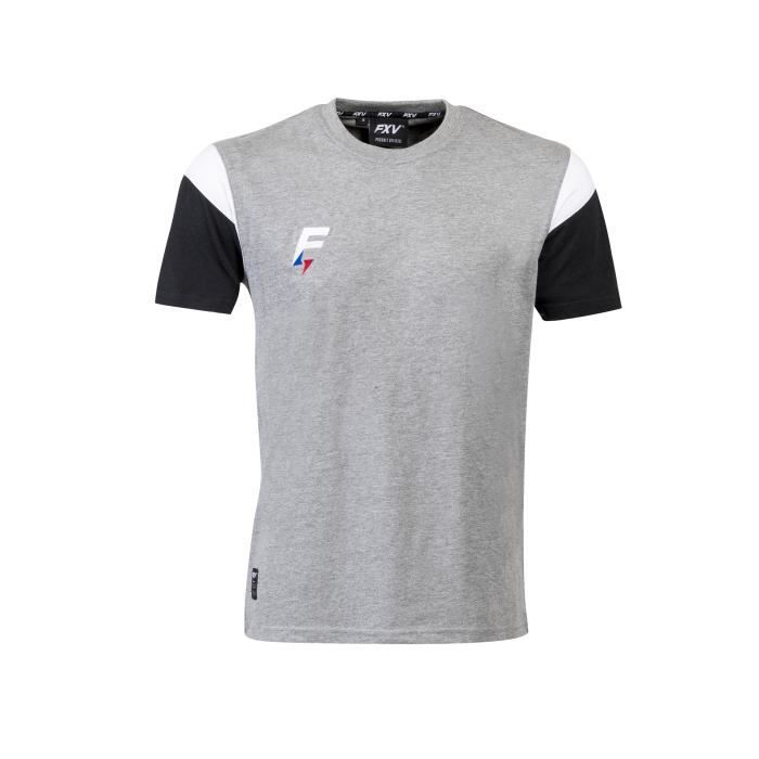 force xv tee-shirt de rugby conquete gris-blanc-noir