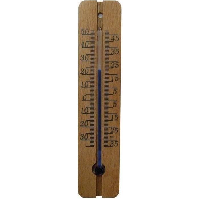 Thermomètre en bois Naturel à Alcool usage intérieur et extérieur 