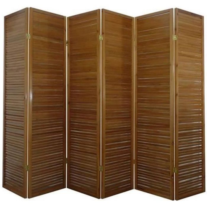 175 x 220 cm Paravent en bois brun avec bambou de 5 pans Dimensions 